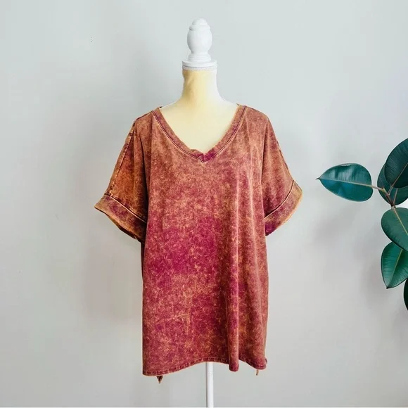 Zenana mineral wash hi-low hem t-shirt - Picture 2 of 7